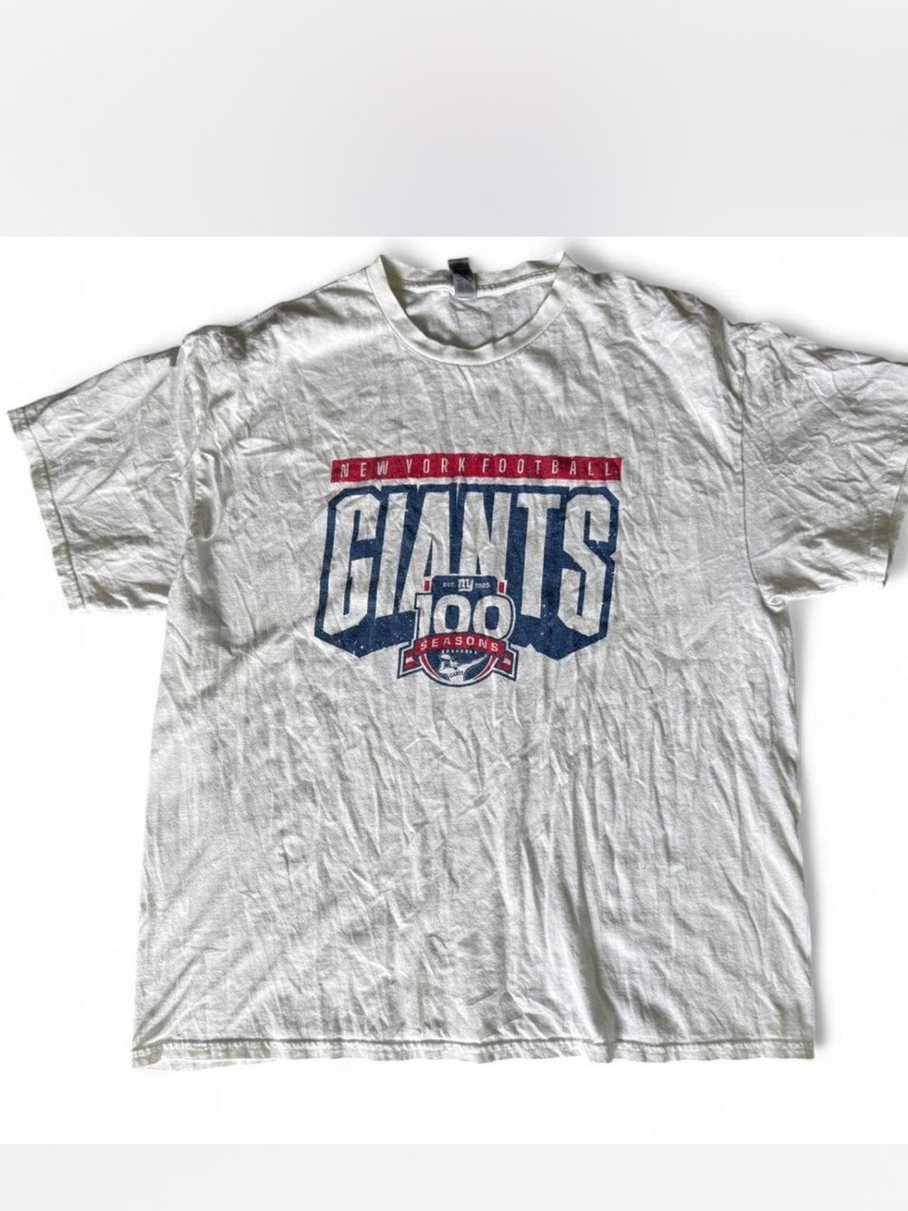 White New York Giants 100 Seasons Logo Tee